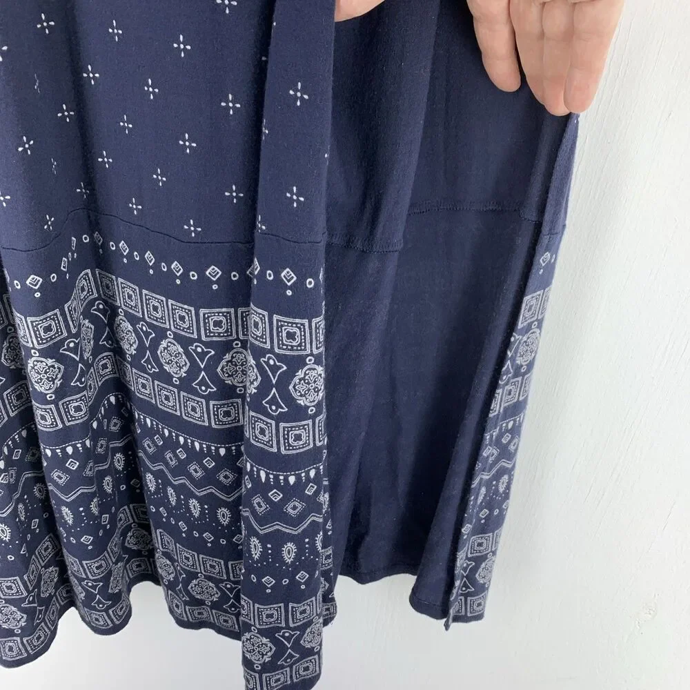 Vtg Old Navy Womens Small Maxi Dress Boho Hippie Peasant Festival Blue White Y2K - Picture 3 of 7
